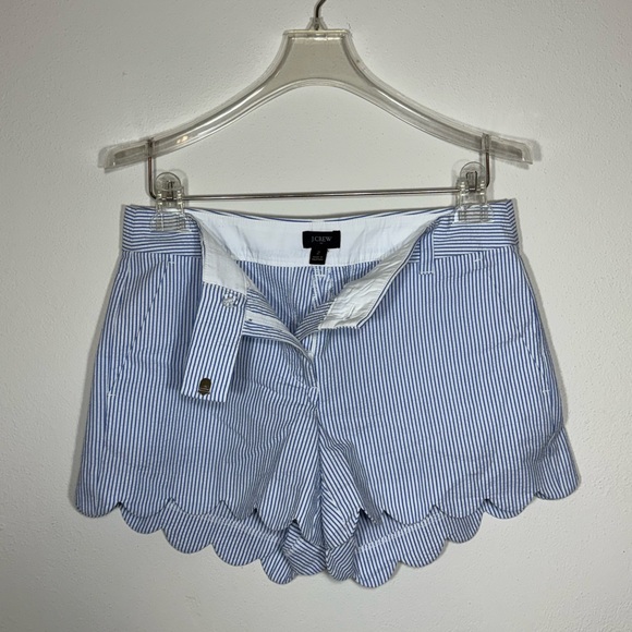 J. Crew Blue and White Striped Scalloped Shorts Like New Size 2 - Picture 3 of 7